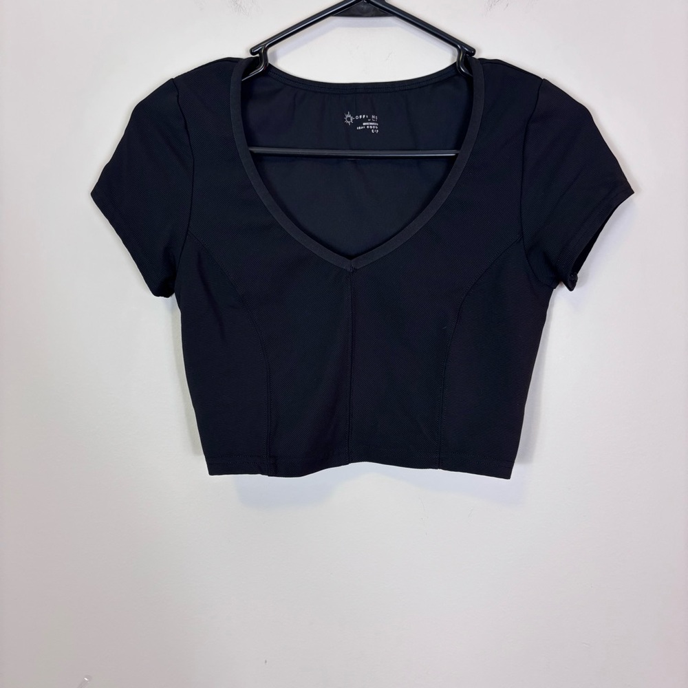 Aerie Black V-Neck Crop Top Small‎